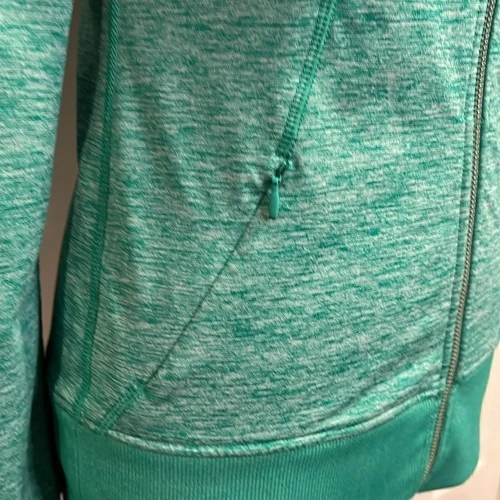 Dick’s LJ Black - low waist zip up workout jacket with hood teal and lime - S